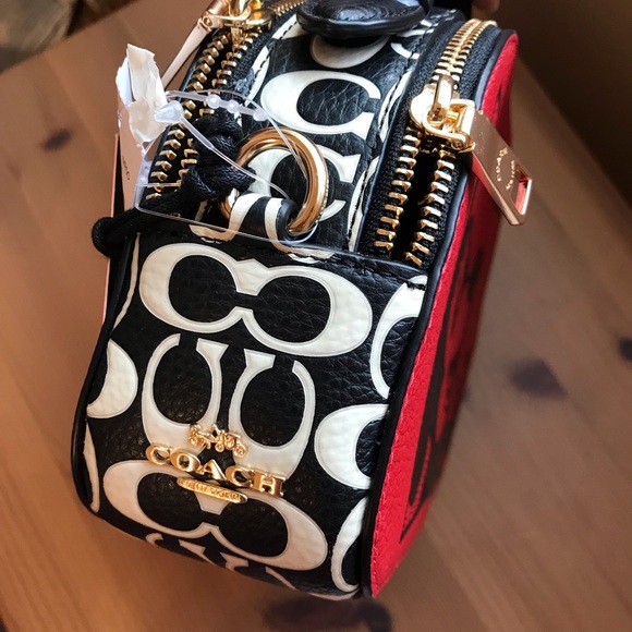 ❤️🐭 Disney Mickey Mouse X Keith Haring Serena Satchel Gold/Electric Red Multi - Picture 6 of 12